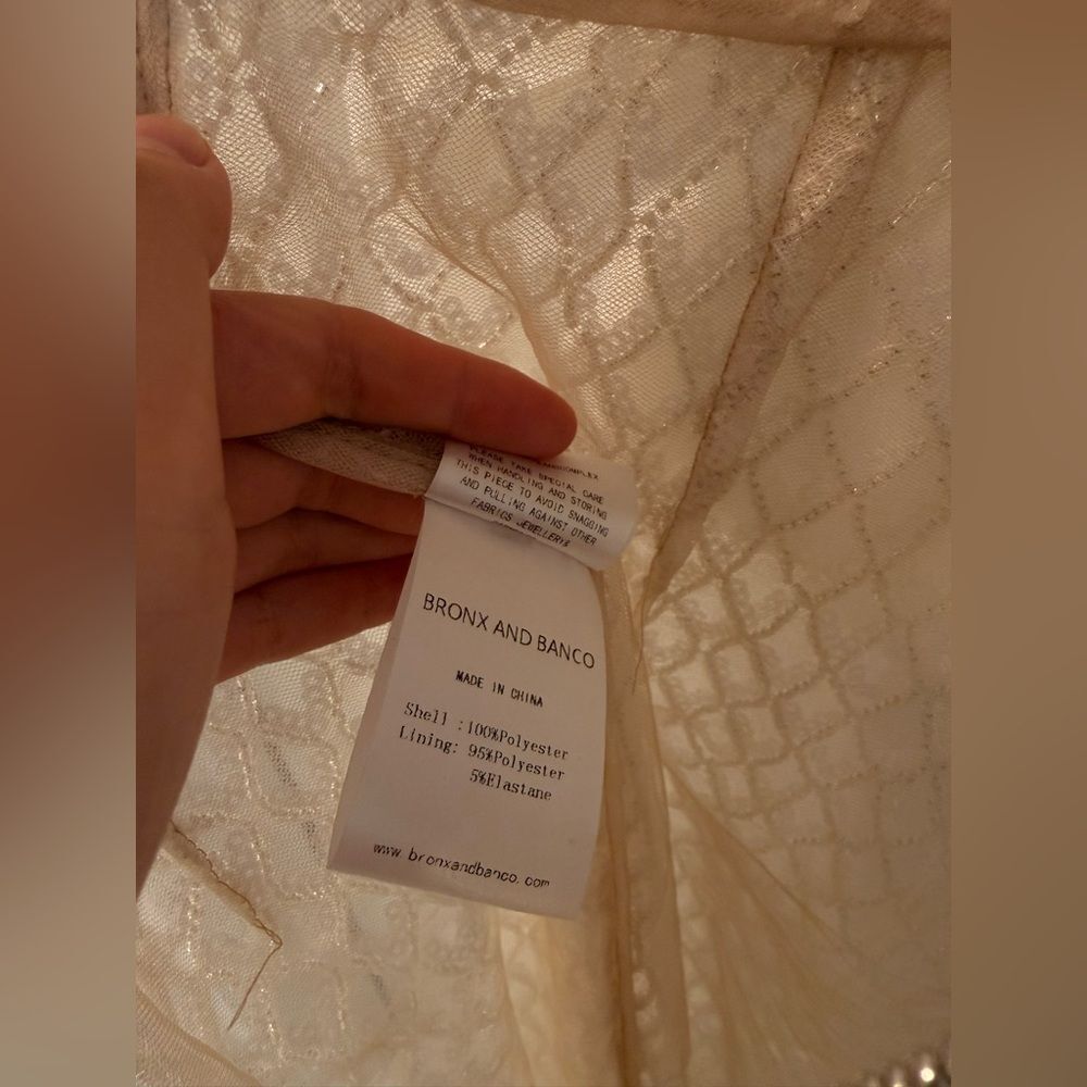 NWOT BRONX AND BANCO Liora Bridal Gown , Elegant Silver Evening Gown with Bow - Picture 16 of 16